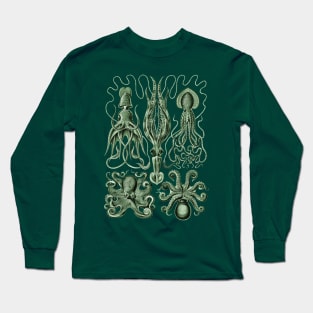 Ernst Haeckel Gamochonia Octopus Green Long Sleeve T-Shirt